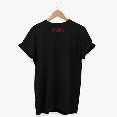 Camiseta Mamonas Assassinas - Logo Tinta escorrida - preta (frente e verso)