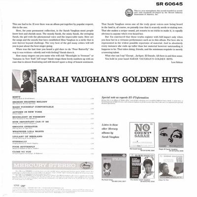 VINIL Sarah Vaughan - Sarah Vaughan's Golden Hits - Importado