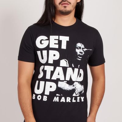 Camiseta Bob Marley - Get Up Stand Up - Preta
