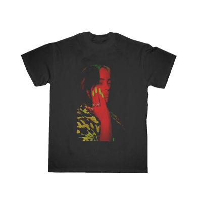 Camiseta Billie Eilish - Red Photo Stay Home - Black