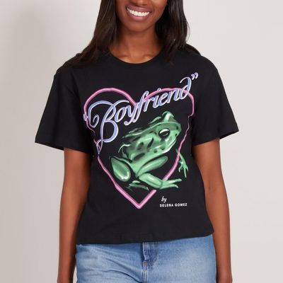 Camiseta Selena Gomez - Frog Heart - Women's Cropped T-shirt Black