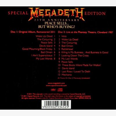 CD Duplo Megadeth - Peace Sells...But Who's Buying (2CD - 2011 version) - Importado