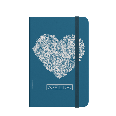 Caderneta capa dura Melim - Amores e Flores (Azul)